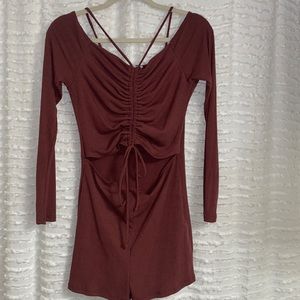 Scrunch-top long sleeve romper